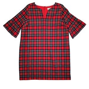 Vineyard Vines Tartan Plaid Red Greenwich Flutter Sleeve Dress Size 20‎ Holiday